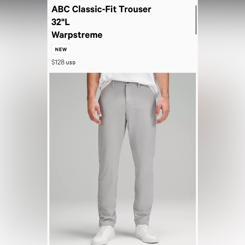Lululemon ABC classic fit trouser in silver drop